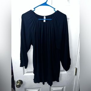CALI Women’s Gauze Pleated Solid Black Blouse Size 3X